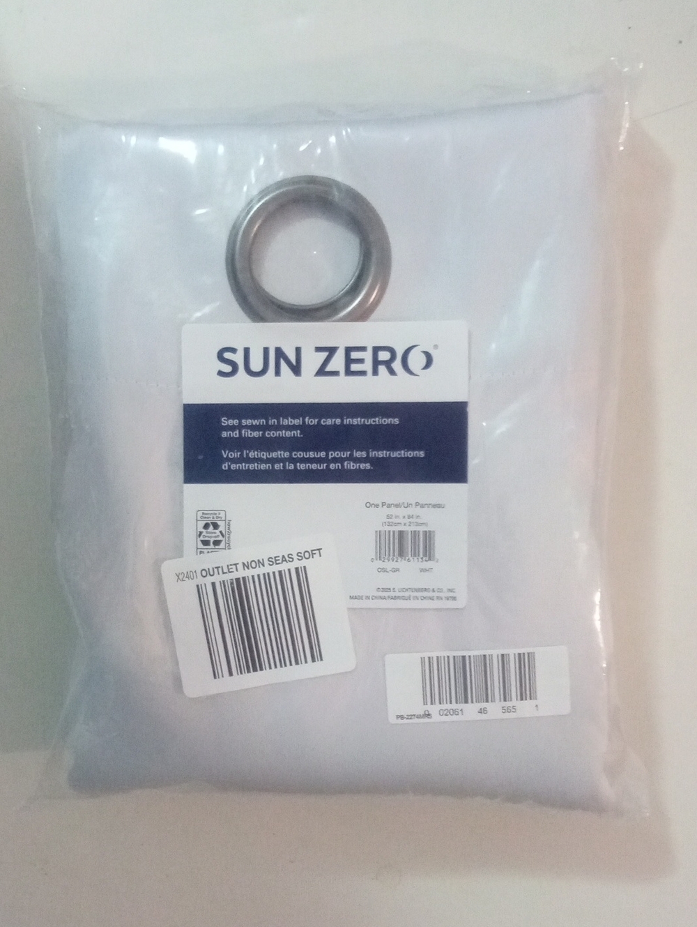 Sun Zero White Grommet Curtain Panel Blackout 84" NWT $60 Islo